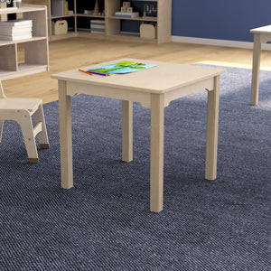 English Elm Bright Commercial-Grade Wooden Square Activity Table for Preschool, 23.5"W x 21.25"H, Beech Finish MK-ME088009-GG