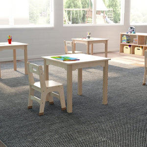 English Elm Bright Commercial-Grade Wooden Square Activity Table for Preschool, 23.5"W x 21.25"H, Beech Finish MK-ME088009-GG