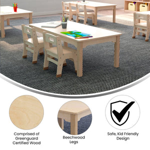 English Elm Bright Preschool Activity Table - Durable Wooden Design, Kid-Safe, Easy-Clean, 3-4 Child Capacity MK-ME088010-GG