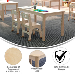 English Elm Bright Beginnings Wooden Preschool Activity Table – Durable, Safe & Stylish for Classrooms & Playrooms MK-ME088012-GG