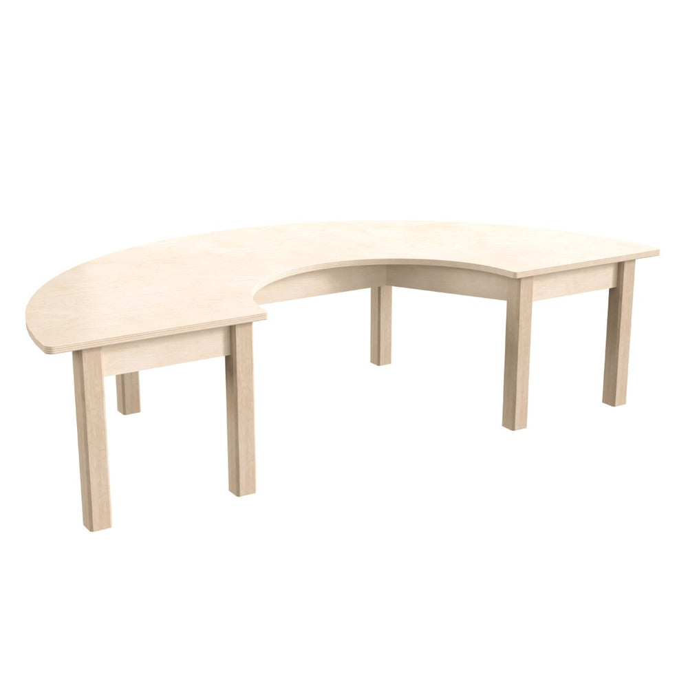 English Elm Bright Beginnings Commercial-Grade Half Circle Activity Table for Preschool, Beech, 29.5"W x 59"D MK-ME088013-GG
