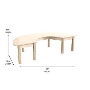 English Elm Bright Beginnings Commercial-Grade Half Circle Activity Table for Preschool, Beech, 29.5"W x 59"D MK-ME088013-GG
