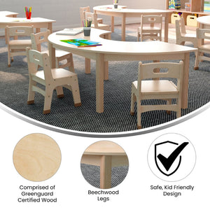 English Elm Bright Beginnings Half Circle Preschool Activity Table - Durable Beech Design for Group Learning MK-ME088014-GG