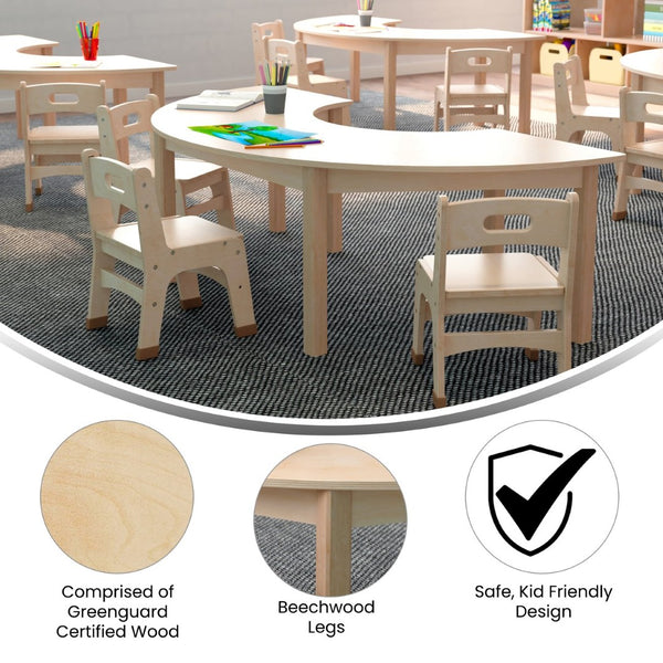 English Elm Bright Beginnings Half Circle Preschool Activity Table - Durable Beech Design for Group Learning MK-ME088014-GG