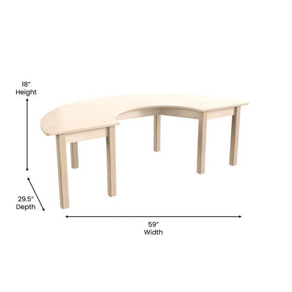 English Elm Bright Beginnings Half Circle Preschool Activity Table - Durable Beech Design for Group Learning MK-ME088014-GG