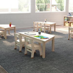 English Elm Bright Beginnings Trapezoid Activity Table for Preschoolers – Durable, Kid-Safe, Flexible Design, Beech MK-ME088016-GG