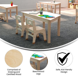 English Elm Bright Beginnings Trapezoid Activity Table for Preschool, Durable Beechwood Design, Ages 3-7 MK-ME088017-GG
