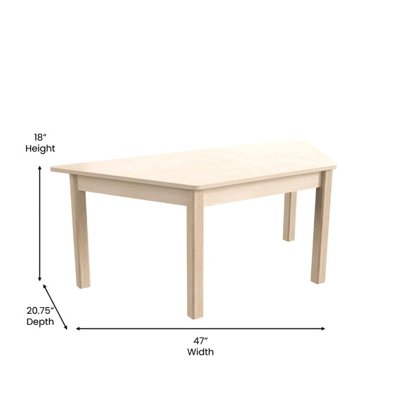 English Elm Bright Beginnings Trapezoid Activity Table for Preschool, Durable Beechwood Design, Ages 3-7 MK-ME088017-GG