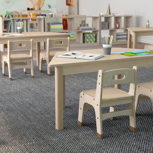 English Elm Bright Beginnings Trapezoid Activity Table for Preschool, Durable Beechwood Design, Ages 3-7 MK-ME088017-GG