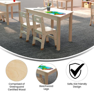 English Elm Bright Commercial-Grade Wooden Trapezoid Activity Table for Preschool, Beech Finish, Safe & Durable MK-ME088018-GG