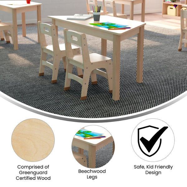 English Elm Bright Commercial-Grade Wooden Trapezoid Activity Table for Preschool, Beech Finish, Safe & Durable MK-ME088018-GG