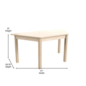 English Elm Bright Commercial-Grade Wooden Trapezoid Activity Table for Preschool, Beech Finish, Safe & Durable MK-ME088018-GG