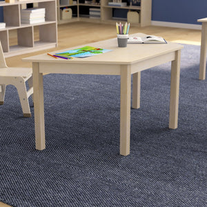 English Elm Bright Commercial-Grade Wooden Trapezoid Activity Table for Preschool, Beech Finish, Safe & Durable MK-ME088018-GG