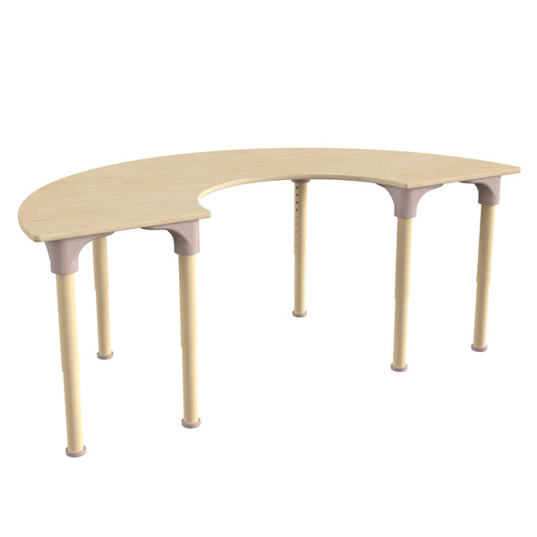 English Elm Bright Beginnings 59" Adjustable Height Half Circle Classroom Activity Table - Durable Beech Design MK-ME088019-GG