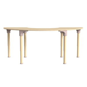 English Elm Bright Beginnings 59" Adjustable Height Half Circle Classroom Activity Table - Durable Beech Design MK-ME088019-GG