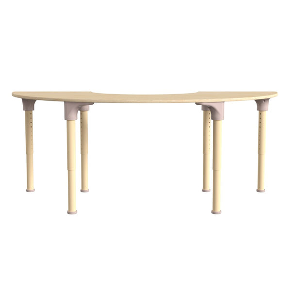 English Elm Bright Beginnings 59" Adjustable Height Half Circle Classroom Activity Table - Durable Beech Design MK-ME088019-GG