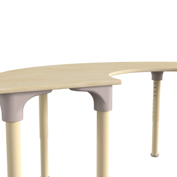 English Elm Bright Beginnings 59" Adjustable Height Half Circle Classroom Activity Table - Durable Beech Design MK-ME088019-GG
