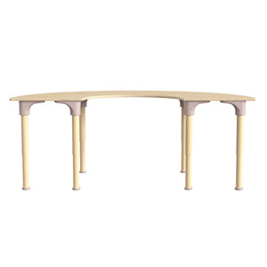 English Elm Bright Beginnings 59" Adjustable Height Half Circle Classroom Activity Table - Durable Beech Design MK-ME088019-GG