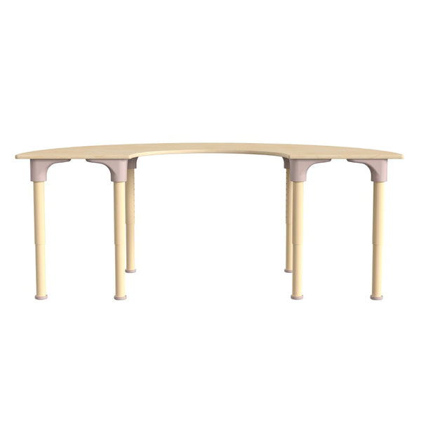 English Elm Bright Beginnings 59" Adjustable Height Half Circle Classroom Activity Table - Durable Beech Design MK-ME088019-GG
