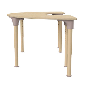 English Elm Bright Beginnings 59" Adjustable Height Half Circle Classroom Activity Table - Durable Beech Design MK-ME088019-GG