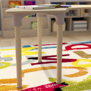 English Elm Bright Beginnings 59" Adjustable Height Half Circle Classroom Activity Table - Durable Beech Design MK-ME088019-GG