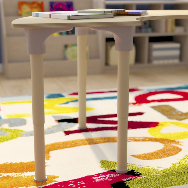 English Elm Bright Beginnings 59" Adjustable Height Half Circle Classroom Activity Table - Durable Beech Design MK-ME088019-GG