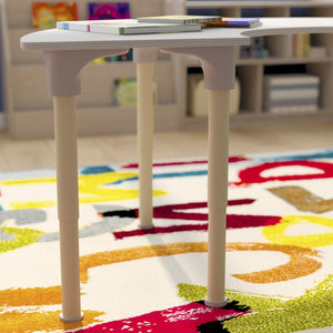 English Elm Bright Beginnings 59" Adjustable Height Half Circle Activity Table for Classrooms, Playrooms, Kids MK-ME088020-GG