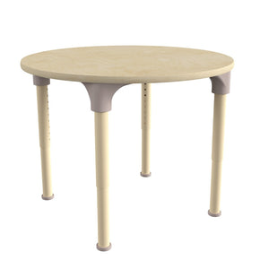 English Elm Bright Adjustable Height 33" Round Classroom Activity Table - Durable Beech Top, Metal Legs, Safe Design MK-ME088021-GG