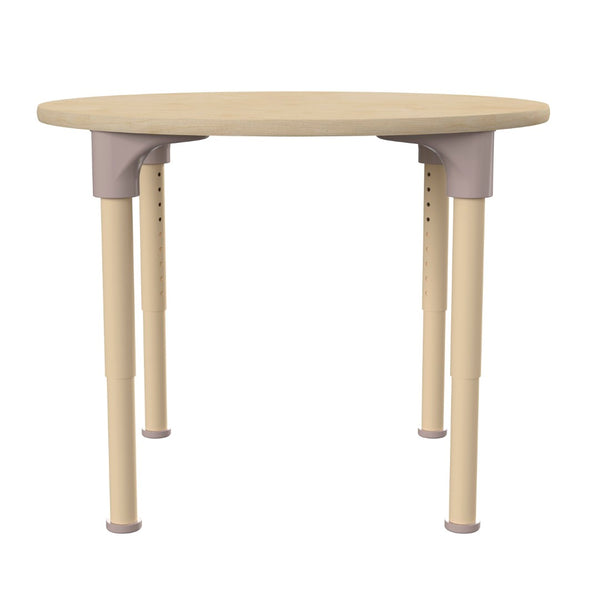 English Elm Bright Adjustable Height 33" Round Classroom Activity Table - Durable Beech Top, Metal Legs, Safe Design MK-ME088021-GG