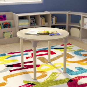 English Elm Bright Adjustable Height 33" Round Classroom Activity Table - Durable Beech Top, Metal Legs, Safe Design MK-ME088021-GG