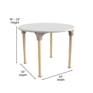 English Elm Bright Beginnings 33" Round Adjustable Classroom Activity Table for Kids - Durable & Versatile Design MK-ME088022-GG