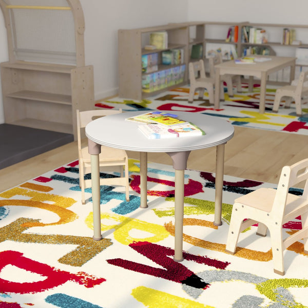 English Elm Bright Beginnings 33" Round Adjustable Classroom Activity Table for Kids - Durable & Versatile Design MK-ME088022-GG