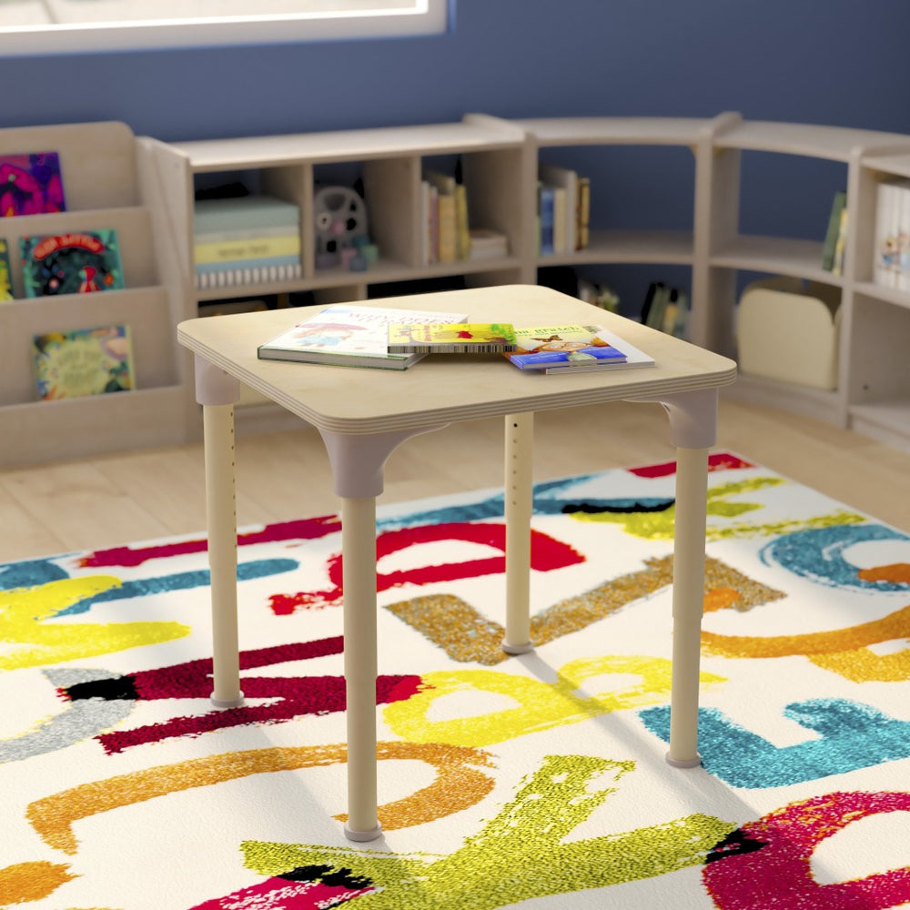 English Elm Bright Activity Table 24" Square Adjustable Height for Classroom - Durable, Safe, Versatile Use MK-ME088023-GG