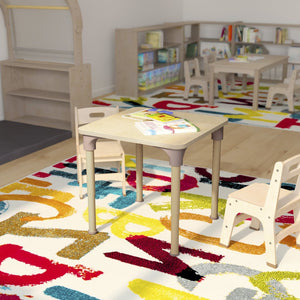 English Elm Bright Activity Table 24" Square Adjustable Height for Classroom - Durable, Safe, Versatile Use MK-ME088023-GG