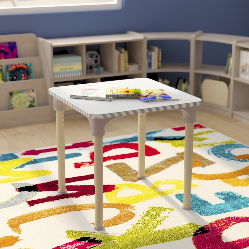 English Elm Bright Beginnings 24" Square Adjustable Classroom Activity Table - Durable, Kid-Safe & Versatile Design MK-ME088024-GG