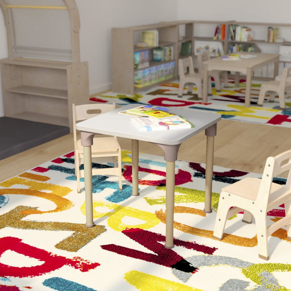 English Elm Bright Beginnings 24" Square Adjustable Classroom Activity Table - Durable, Kid-Safe & Versatile Design MK-ME088024-GG