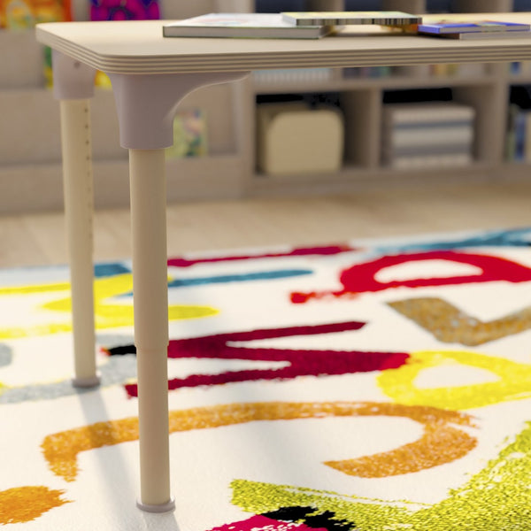 English Elm Bright Classroom Adjustable Height Activity Table - 23.5" x 47" - Durable Beech Design for Kids MK-ME088025-GG