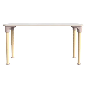 English Elm Bright Classroom Activity Table - 23.5" x 47" Adjustable Height for Kids, Beech/White Finish, Durable! MK-ME088026-GG