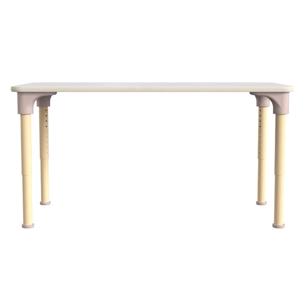 English Elm Bright Classroom Activity Table - 23.5" x 47" Adjustable Height for Kids, Beech/White Finish, Durable! MK-ME088026-GG