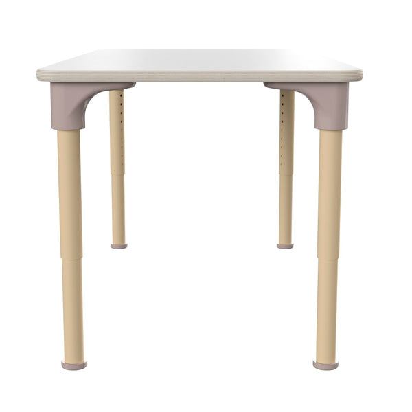 English Elm Bright Classroom Activity Table - 23.5" x 47" Adjustable Height for Kids, Beech/White Finish, Durable! MK-ME088026-GG