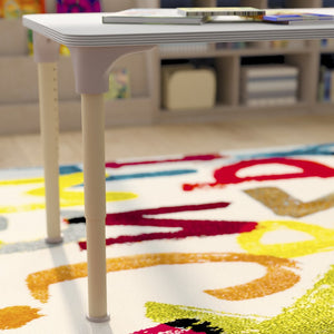 English Elm Bright Classroom Activity Table - 23.5" x 47" Adjustable Height for Kids, Beech/White Finish, Durable! MK-ME088026-GG