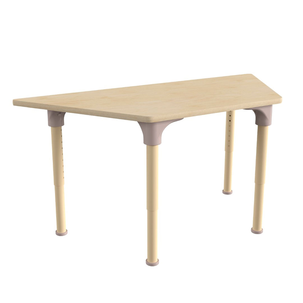 English Elm Bright Beginnings 47" Adjustable Height Classroom Trapezoid Table - Durable Beech Top & Metal Legs MK-ME088027-GG