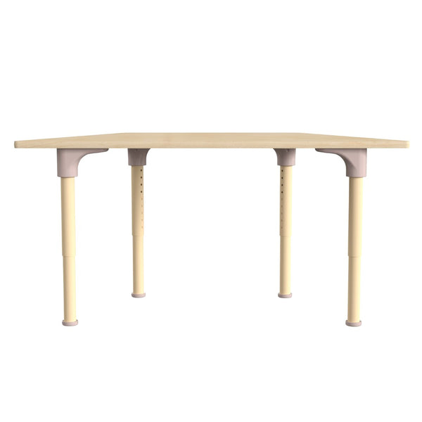 English Elm Bright Beginnings 47" Adjustable Height Classroom Trapezoid Table - Durable Beech Top & Metal Legs MK-ME088027-GG
