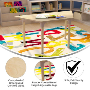 English Elm Bright Beginnings 47" Adjustable Height Classroom Trapezoid Table - Durable Beech Top & Metal Legs MK-ME088027-GG