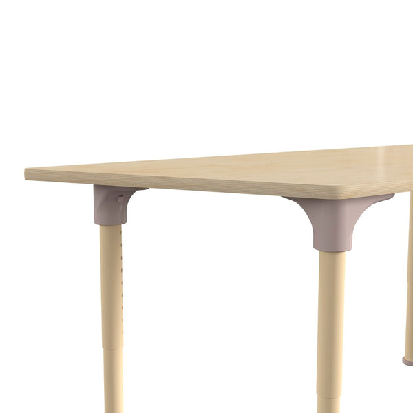 English Elm Bright Beginnings 47" Adjustable Height Classroom Trapezoid Table - Durable Beech Top & Metal Legs MK-ME088027-GG