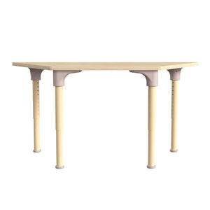 English Elm Bright Beginnings 47" Adjustable Height Classroom Trapezoid Table - Durable Beech Top & Metal Legs MK-ME088027-GG
