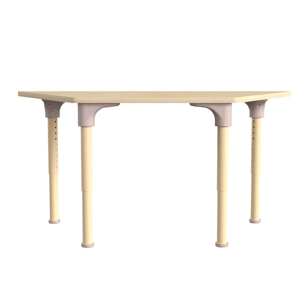 English Elm Bright Beginnings 47" Adjustable Height Classroom Trapezoid Table - Durable Beech Top & Metal Legs MK-ME088027-GG
