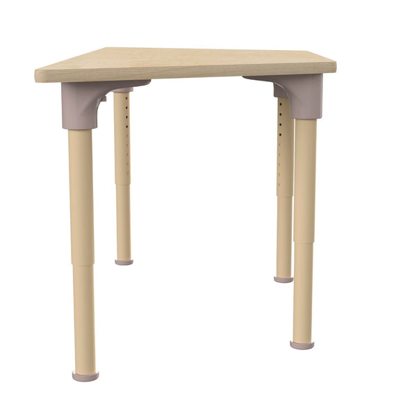 English Elm Bright Beginnings 47" Adjustable Height Classroom Trapezoid Table - Durable Beech Top & Metal Legs MK-ME088027-GG