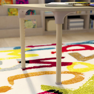 English Elm Bright Beginnings 47" Adjustable Height Classroom Trapezoid Table - Durable Beech Top & Metal Legs MK-ME088027-GG