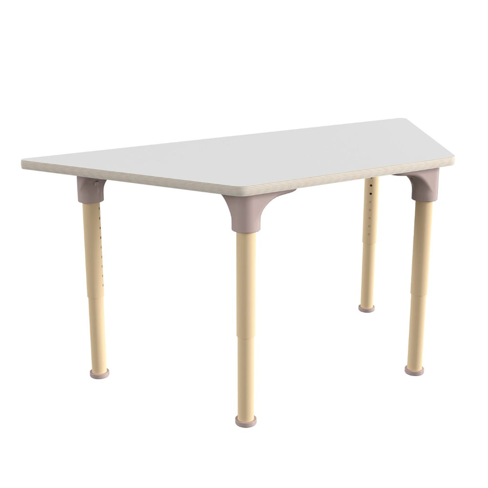 English Elm Bright Beginnings 47" Adjustable Height Wooden Trapezoid Table - Perfect for Classroom Activities & Growth MK-ME088028-GG